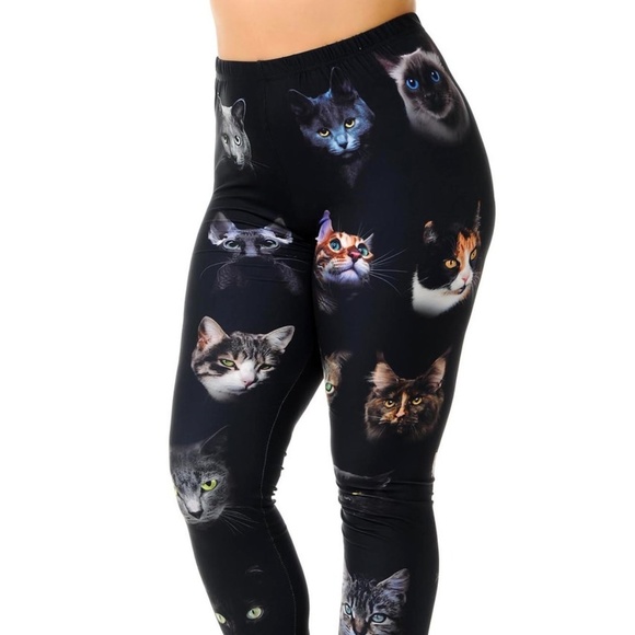 Buttery Soft Kitty Cat Face Leggings - Picture 4 of 7